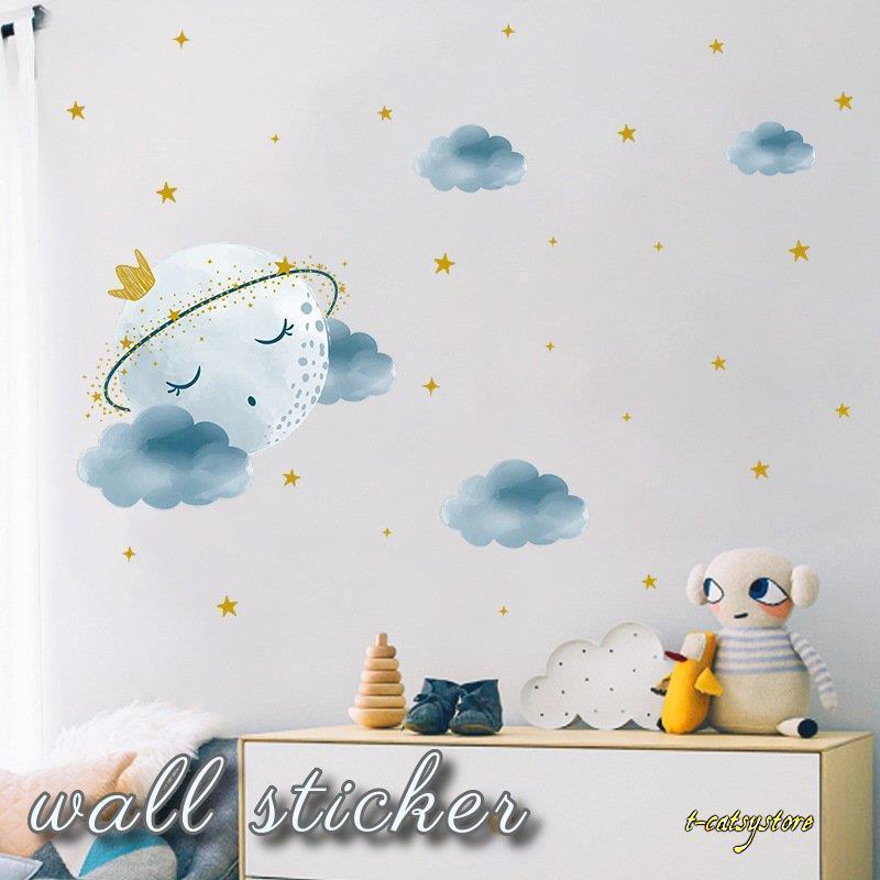 ウォールステッカー 壁紙シール シールタイプ 月 雲 夜空 星 ムーン スター おしゃれ かわいい 寝室 子供部屋 リビング ダイニング トイレ Lna Zak T Catsystore Tーcats Yストア 通販 Yahoo ショッピング
