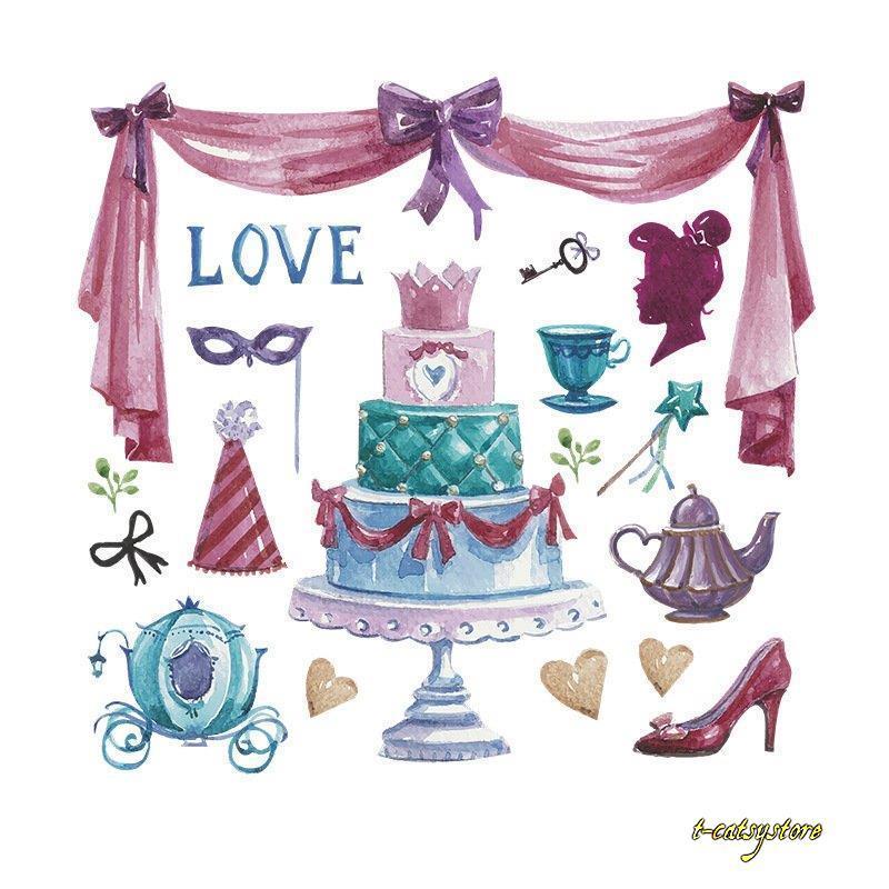 早割クーポン 壁紙シール シール式 ウォールステッカー 壁面装飾 模様 インテリア雑貨 上品 可愛い おしゃれ 水彩画風 星 鍵 靴 馬車 ウォールシール 室内装飾 ウォールステッカー Power E Ru