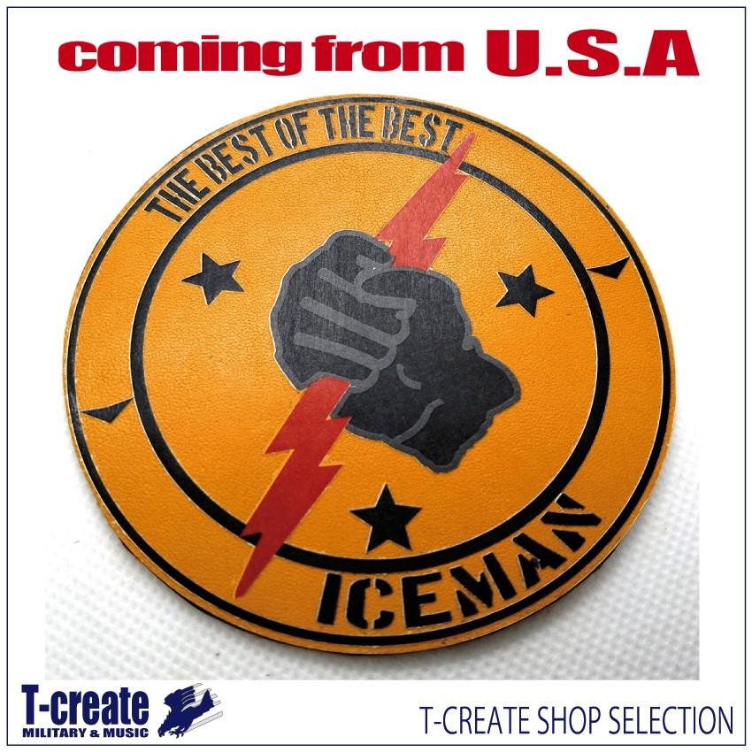 本革レザーパッチ ミリタリーワッペン トップガン アイスマン TOPGUN