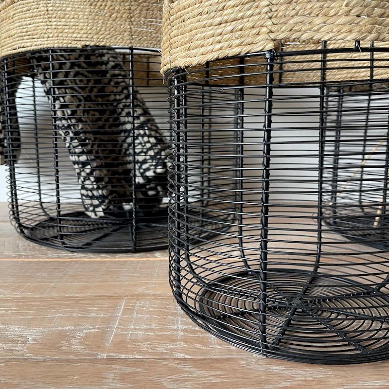 Madam Stoltz バスケット かご アイアン 3個セット 麻 鉢カバー ランドリーバスケット |  | 05