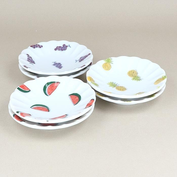 豆皿 フルーツ柄 菊型 10cm 6枚セット 3柄 各2枚 小皿 プレート お皿 醤油皿 薬味皿 食器 おしゃれ 洋食器 かわいい 食器セット パーティー食器 テーブルウェア イースト 通販 Yahoo ショッピング
