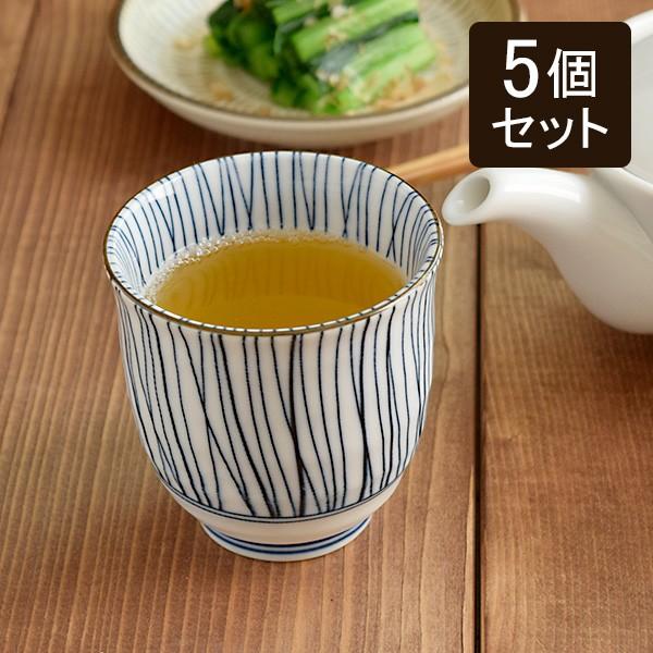 湯呑み　5個セット　染付十草　和食器 ゆのみ 湯のみ 湯飲み コップ カップ 食器セット セット食器 茶器 十草模様 食器 家族用 ファミリー用 業務用 おしゃれ｜t-east