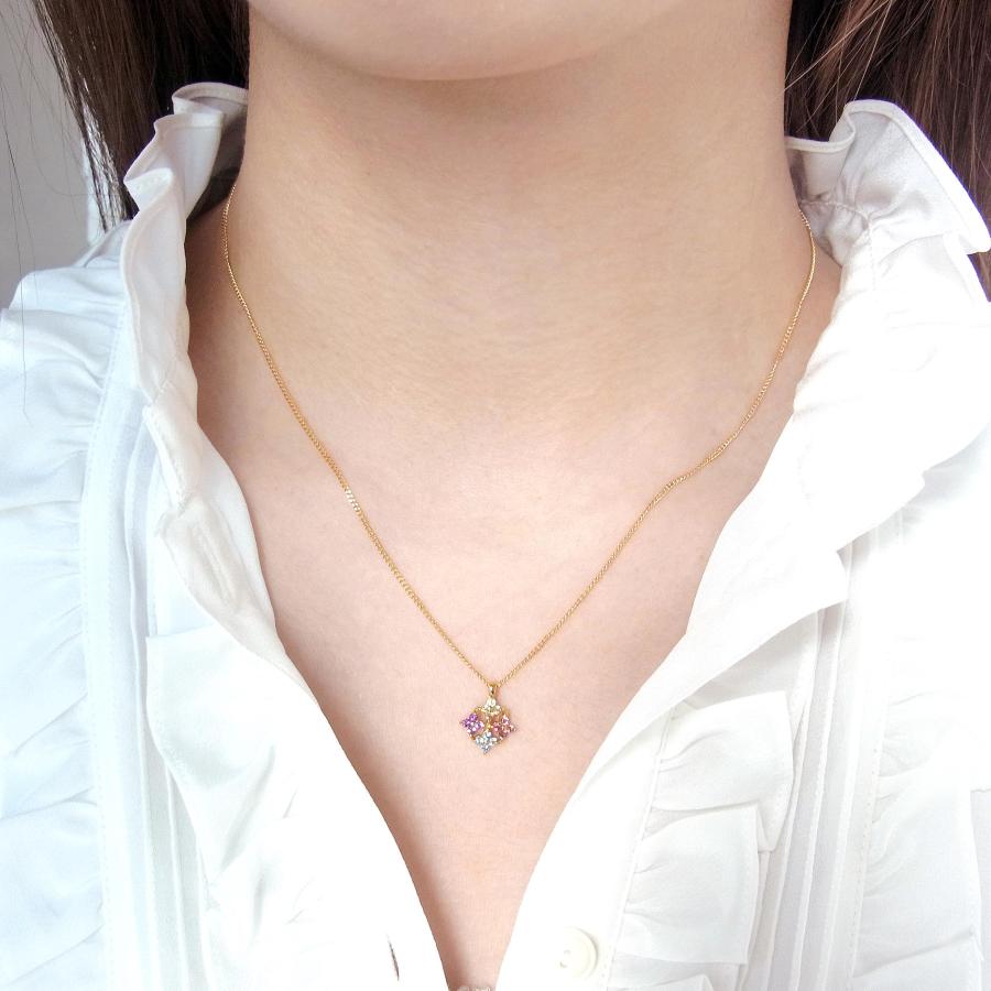 アメジスト ペリドット ネックレス ゴールド K18 18金コーティング 