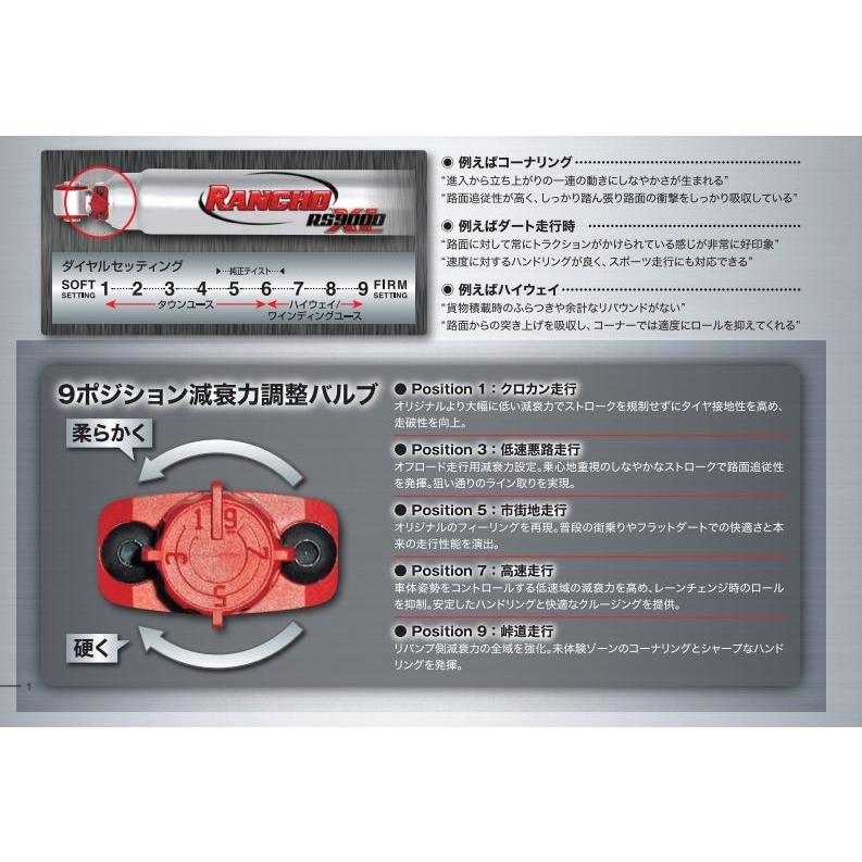 RANCHO RS9000XL ショック ジムニーjb23等 RANCHO スズキ ジムニー JB23W 1998年〜2017年 ランチョ