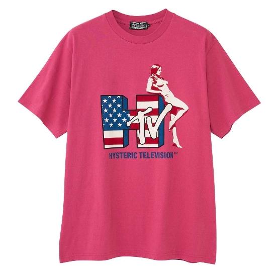Hysteric Glamour メッシュ長袖Tシャツ ピンク HYSTERIC GLAMOUR（ヒステリックグラマー）の「RIGHT TIME T