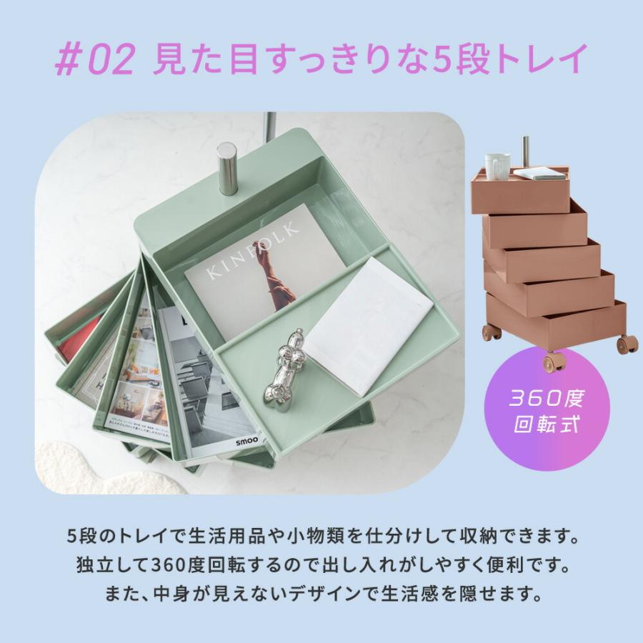 smoo ワゴン キャスター付き ファイルワゴン おしゃれ 回転 回転式