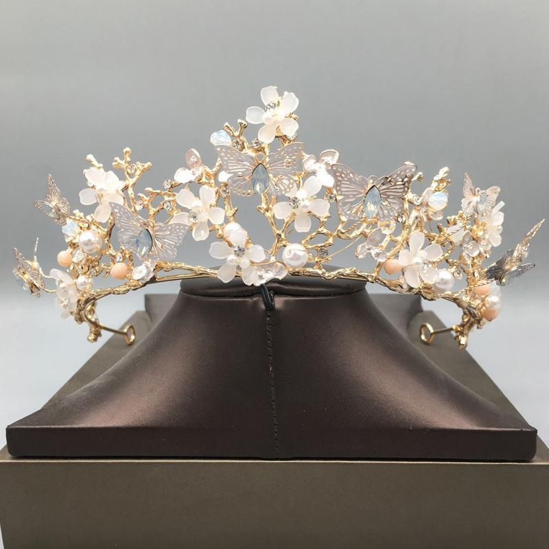 ティアラ 蝶と花の細工 ブライダルアクセサリー 結婚式 ヘッドドレス パーティー |  | 02