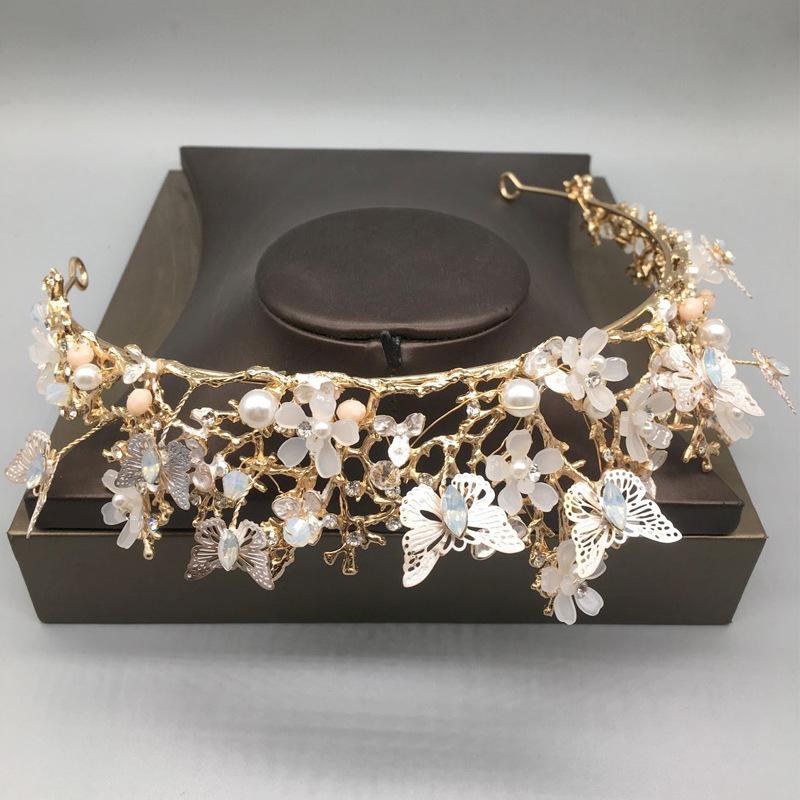 ティアラ 蝶と花の細工 ブライダルアクセサリー 結婚式 ヘッドドレス パーティー |  | 04