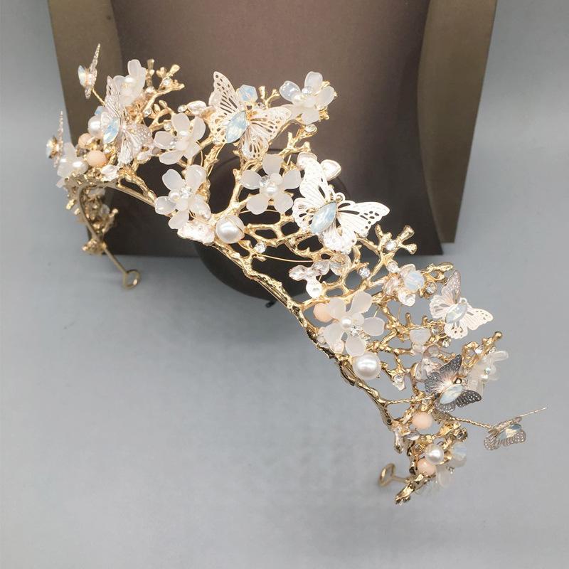 ティアラ 蝶と花の細工 ブライダルアクセサリー 結婚式 ヘッドドレス パーティー |  | 05