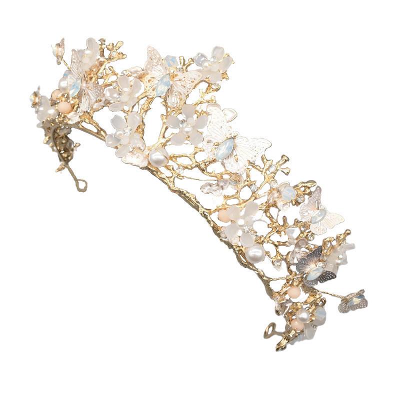 ティアラ 蝶と花の細工 ブライダルアクセサリー 結婚式 ヘッドドレス パーティー |  | 06