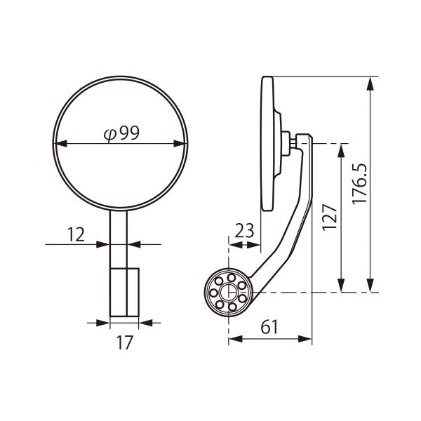 2個セット デイトナ HIGHSIDER ロッドミラー コネロ HIGH SIDER ロッドミラー コネロ ブラック｜株式会社デイトナ