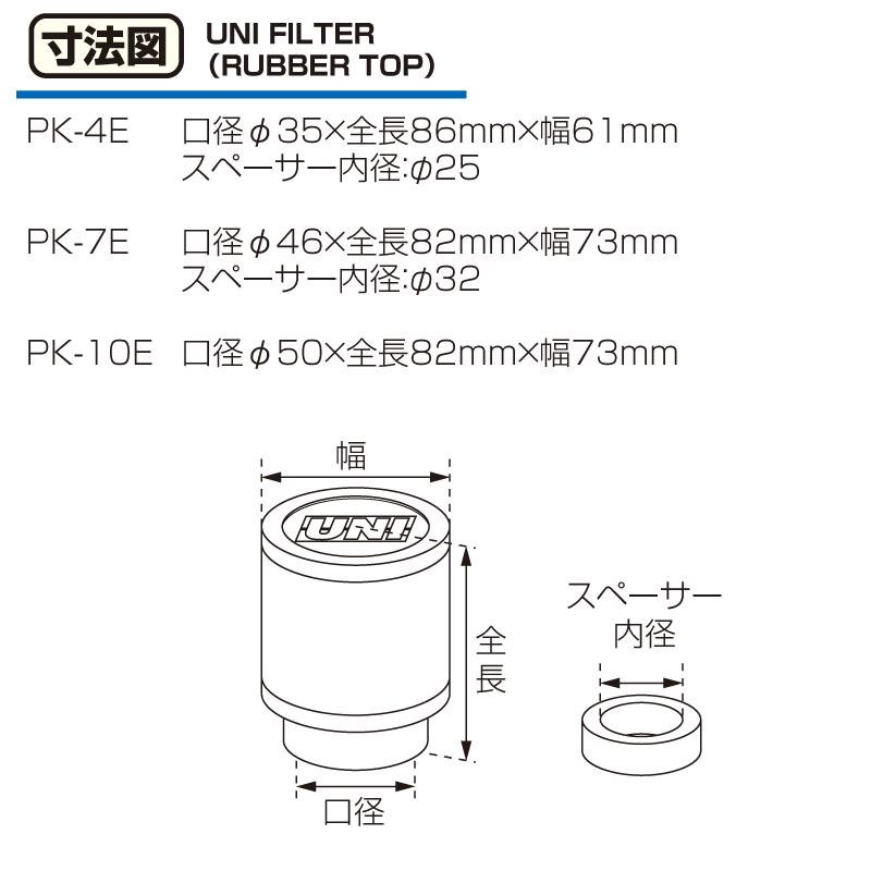 KITACO(キタコ)  汎用エアフィルター　UNIフィルター　PK-4E　φ25/φ35　515-1100020（515-1100010）｜t-joy｜02