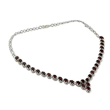 Garnet Y-necklace, Cascading Crimson' - Fair Trade Garnet Choker Necklace S