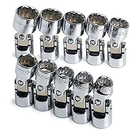 S K Hand Tools SKT3911 .38in. Drive 12 Point Metric Flex Socket Set - 10 Pi