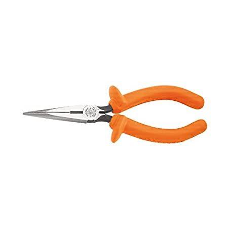 Klein Tools D203-7-INS Insulated Long Nose Side-Cutter Pliers, Curved Handl