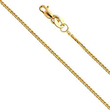 14カラット イエローもしくはホワイトゴールド 0.8mm 小麦チェーンネックレス カニカン付き