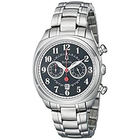 Bulova Men's 45mm Silver Steel Bracelet & Case Mineral Glass Quartz Watch 9