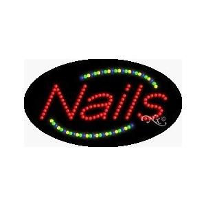 LED Nails Sign for Business Displays Flashing Oval Electronic Light Up Si