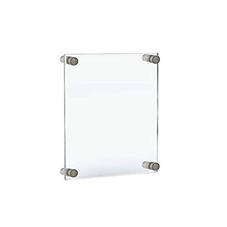 Azar Displays 105514 Floating Acrylic Wall Frame with Silver Stand Off Caps