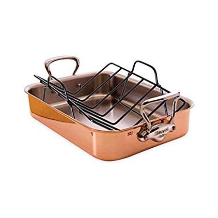 Mauviel Copper Roasting Pan with Rack (Stainless Steel Handles) by Mauviel