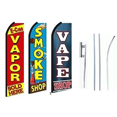 Vapor　Shop,　Vape　Shop　Flag　Pk　Standard　Shop　Smoke　Swooper　Feather　Size　Sign