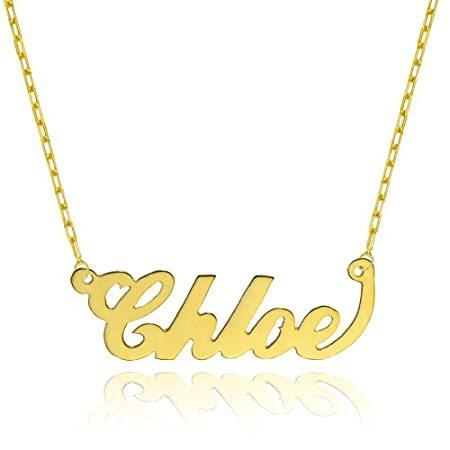 14Kイエローゴールド ネームネックレス - スタイル1 - カスタマイズ可 ゴールド