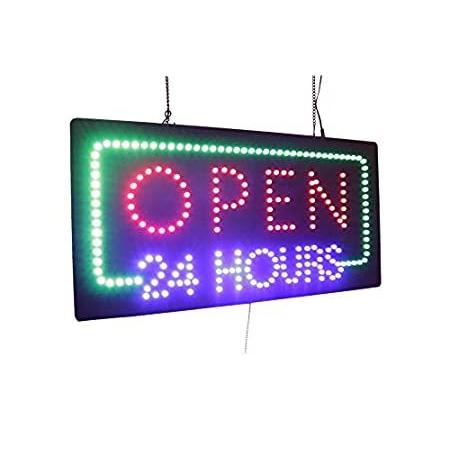 Open 24 Hours Sign, TOPKING Signage, LED Neon Open, Store, Window, Shop, Bu