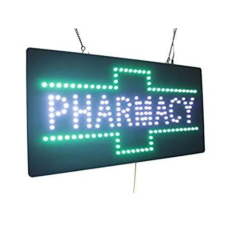 Pharmacy　Sign,　TOPKING　Signage,　LED　Neon　Open,　Store,　Window,　Shop,　Busines