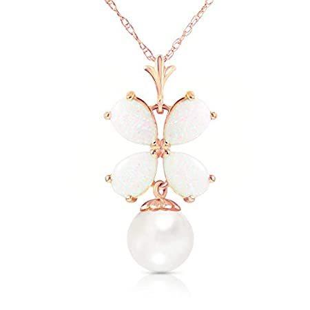 Galaxy Gold GG 14K ローズゴールド ネックレス オパールの花びら 淡水養殖真珠ペンダント, 金属, オパール,