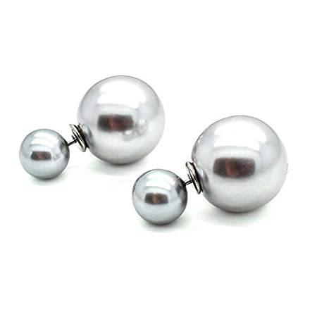 【国内発送】 kis-jewelryグレー人工パールSイヤリング – 美しいPeekabooスタッドイヤリングwith Stud Pearl Faux Small イヤリング