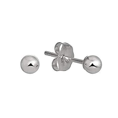 JewelStop 14k Real White Gold Stud Ball Earrings W/Gold Friction Backs - 2