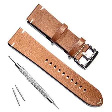 【返品交換不可】 Strap/Watch Watch Leather Replacement Vintage Handmade Band Minimali (22mm, 腕時計用ベルト、バンド