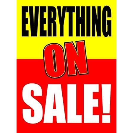 Everything　On　Sale　Retail　Signs　18&quot;x24&quot;　(Pack　of　Business　Store　10)