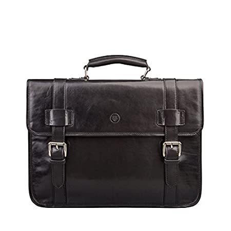 Maxwell Scott Mens Luxury Leather Backpack Briefcase Micheli Black