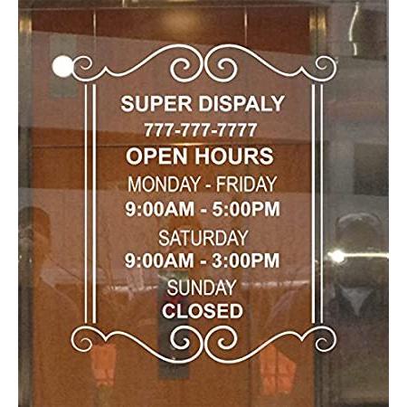 Custom Store Business Office Hours Vinyl Window Glass Door Decal Sticker Si