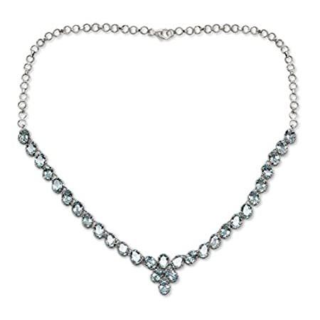 Novicaブルートパーズ。925スターリングシルバーペンダントネックレス、13インチインド' Delight '