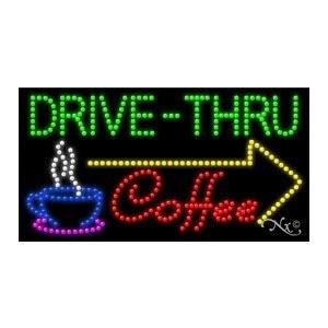 LED Drive-Thru Coffee Sign for Business Displays Rectangle Electronic Lig