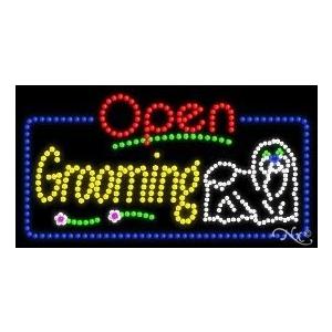 LED Grooming Open Sign for Business Displays Rectangle Electronic Light U