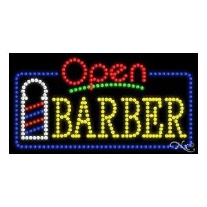 LED Barber Open Sign for Business Displays Rectangle Electronic Light Up