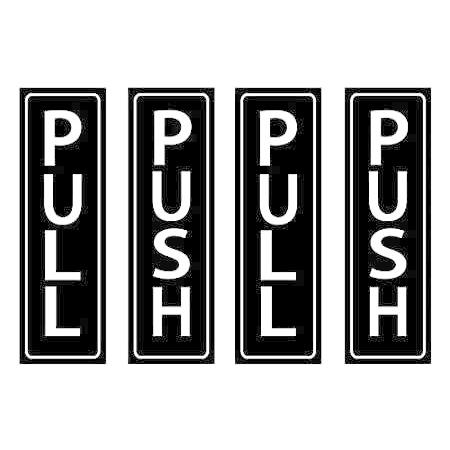 Pack 10x3" Pull and Push Decals, Sticks, Sign for Business, Indoor and Ou