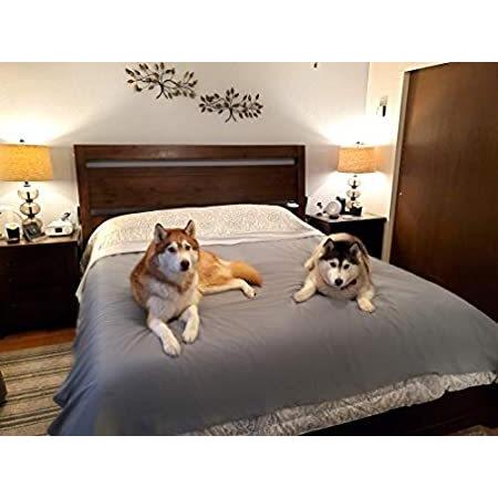 SILLY LEGACY 薄型リバーシブル防水保護カバーまたはライナー ベッドやカウチ 犬猫用 グレー