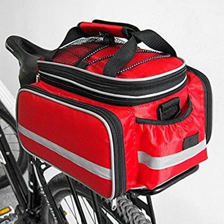 Homa リアシートトランクバッグ 防水 多機能 自転車パニエ バイク リアバッグ キャリーラゲッジパッケージ ラックパニア 防雨カバー付き (レッド