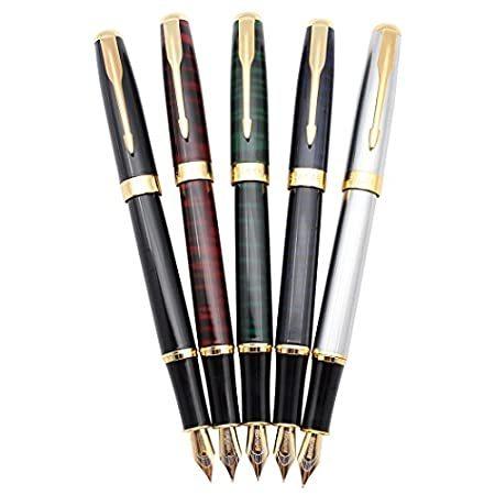 Gullor 5 PCS Classic Metal Fountain Pen B388， Gift Pens with Converters， 5