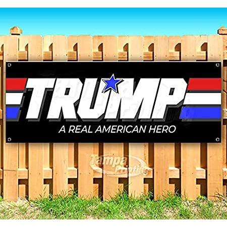 Trump　A　Real　American　Hero　Vinyl　oz　Banner　Heavy-Duty　Non-Fabric　13　Sin
