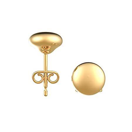 14K ローズ イエロー ホワイトゴールド フラットボタン ボールスタッド 3mm/ 4mm/ 5mm/ 6mm/ 7mm/ 8mm 中空 軽量 プレ