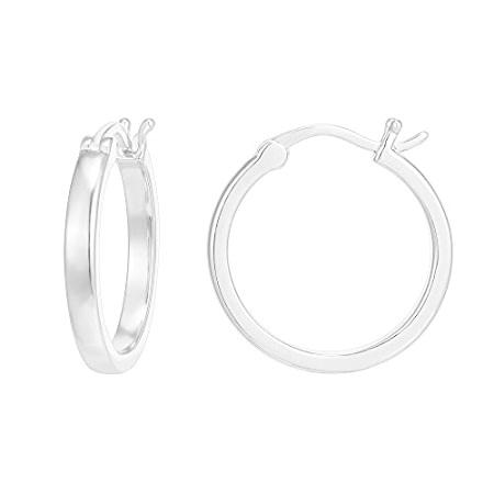 PAVOI 14K White Gold Plated 925 Sterling Silver Post Lightweight Hoops | 20