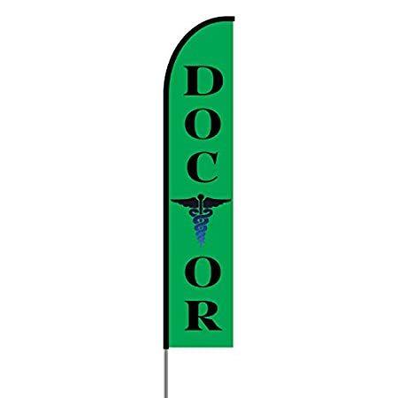 Doctor Banner Swooper Feather Flag Pole Kit Outdoor Business Sign Display,