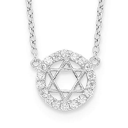 925スターリングシルバー キュービックジルコニア キュービックジルコニア キュービックジルコニア ユダヤジュエリー ダビデの星 2インチ延長チェーン