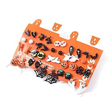 ピア20個セット ハロウィーンパーティー パンプキンコウモリ スパイダー カラス スカルスタッドイヤリングセット レディース ガールズ シンプル キュ