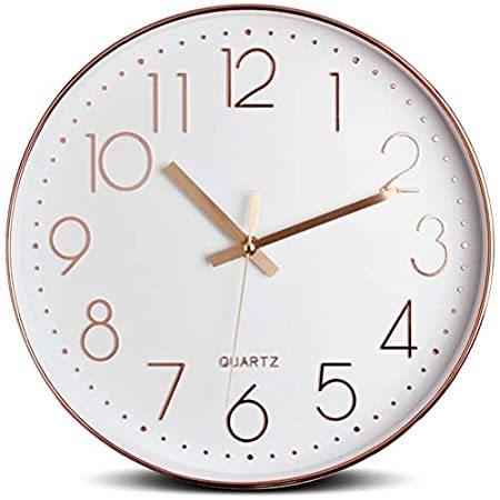 Tebery 12インチ サイレントモダン壁掛け時計 電池式 装飾壁時計 リビングルーム ホーム オフィス 学校用 ローズゴールド
